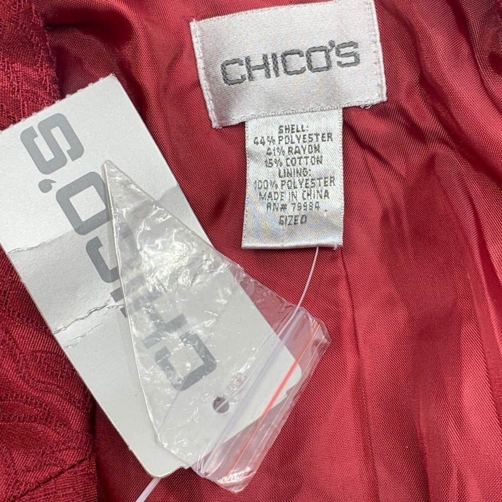 NWT Chicos Antiqua Blazer Jacket Burgundy Red Paisley Jacquard Size 0/Sm/US 4 - Picture 7 of 9